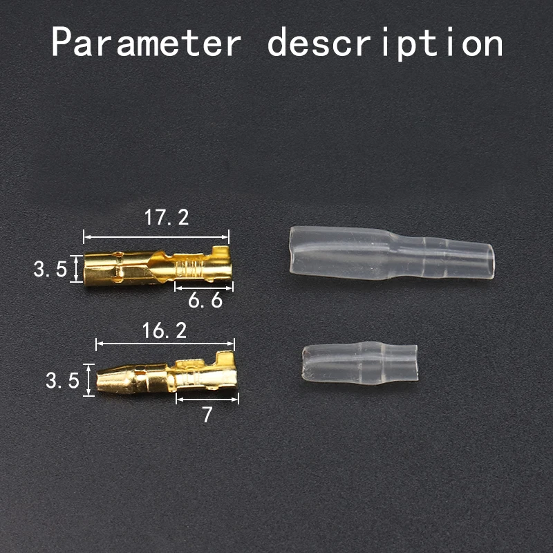 200PCS 50 Set Male Female Motorcycle Bullet Connector Socket Classic TerminalS For Cable Wire of 1.0 mm to 2.5 mm