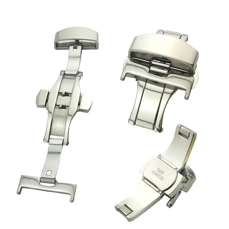 Fibbia Pieghevole A Farfalla In Acciaio Inox Per Cinturino Orologio - Misure 16-22 Mm