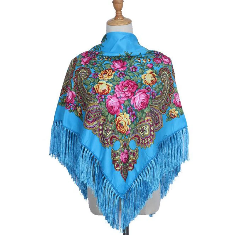 Retro Printed Scarf Winter Boho Shawl Autumn And Winter Warm Cotton Russian Women'S Shawl Ethnic Style Tassel Scarf Shawl 1pc 6