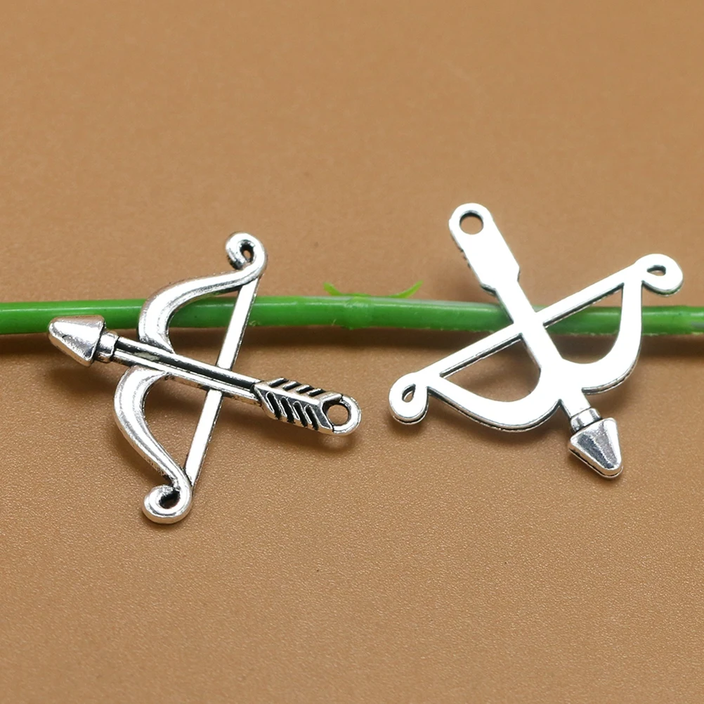 20개 활과 화살 목걸이 벌크 참 합금 펜던트 가방 DIY 목걸이 황동 커넥터
