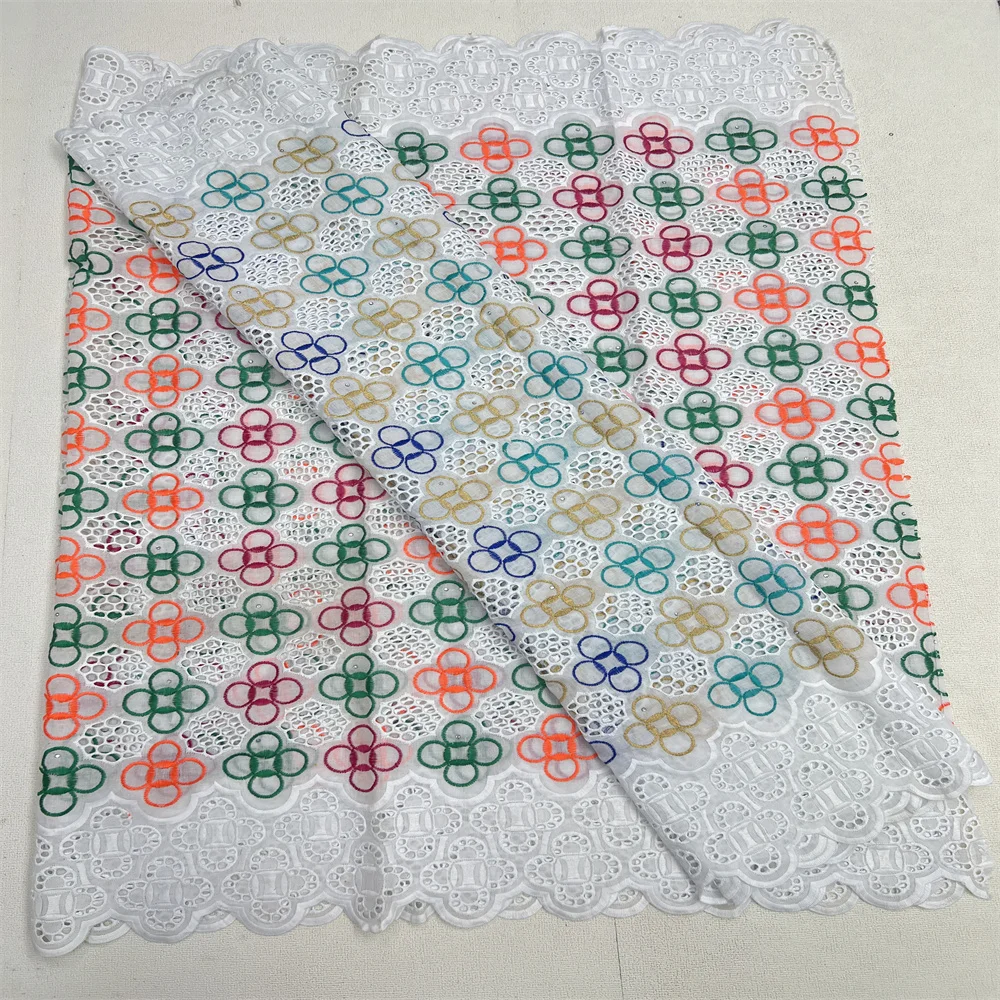 African Lace Fabric Cotton Swiss Voile Lace Nigerian Swiss Fabric For Wedding Dress Sew 2.5Yards+2.5Yards