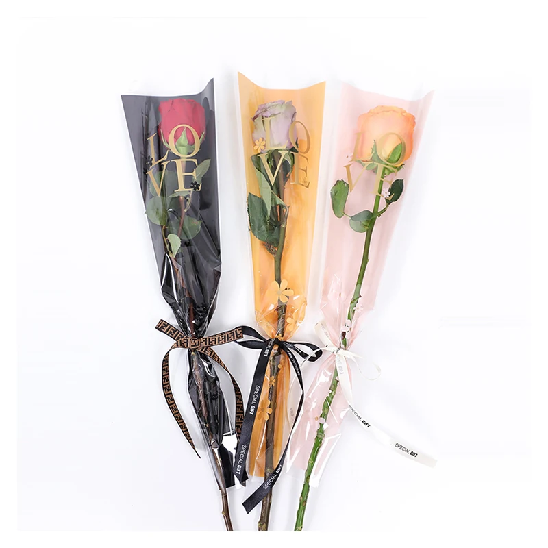 Transparent Waterproof Plastic Flower Bouquet Bag, Single Rose Sleeve  Bouquet Bags, 50Pcs - AliExpress