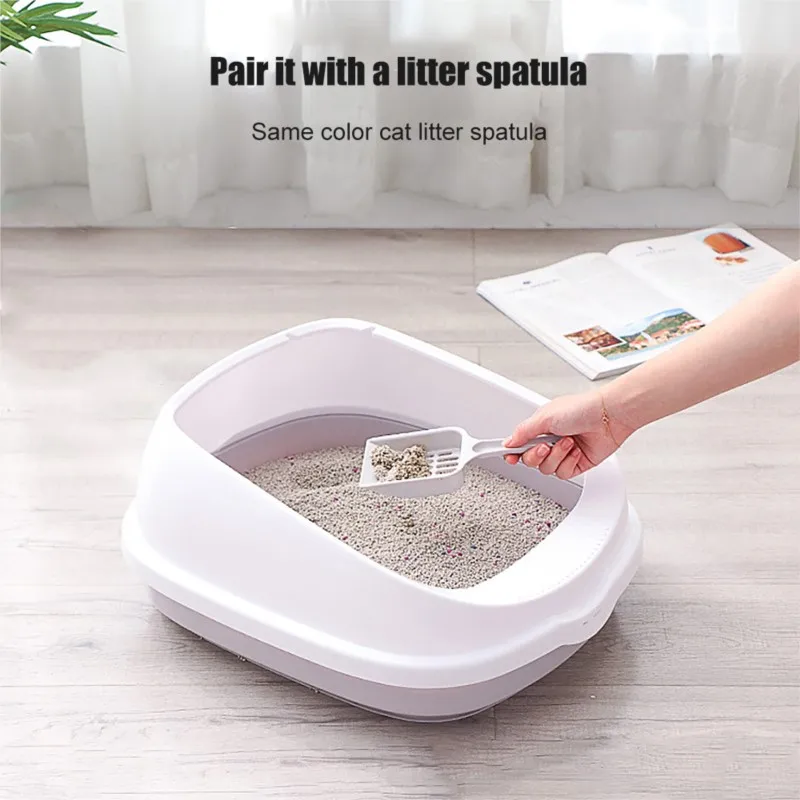 Semienclosed High Fence Sandbox Cat Litter Box With Scoop Excrement