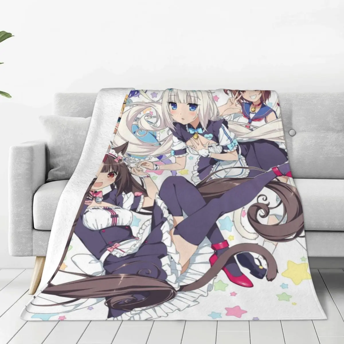 

Nekopara Blanket Flannel Awesome Warm Throw Blankets for Bedspread Summer
