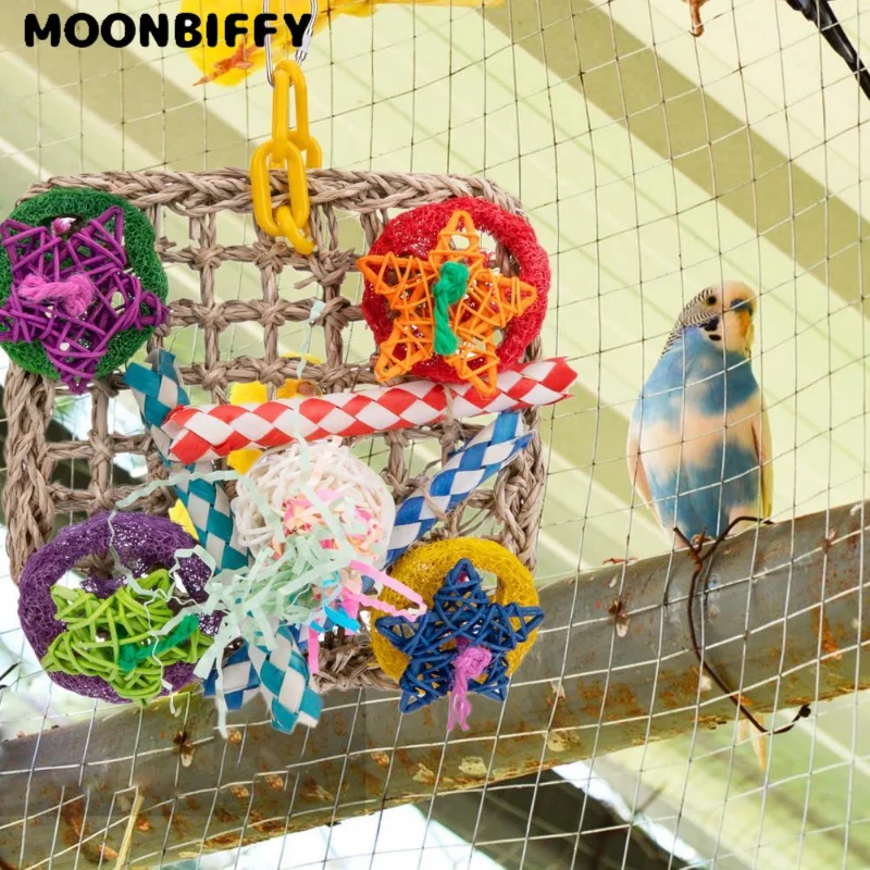 

Parrot Birds Swing Toys Colorful Five-pointed Star Multi-color Cage Toy Bird Swing Chewing Toys Accessories Pet Items