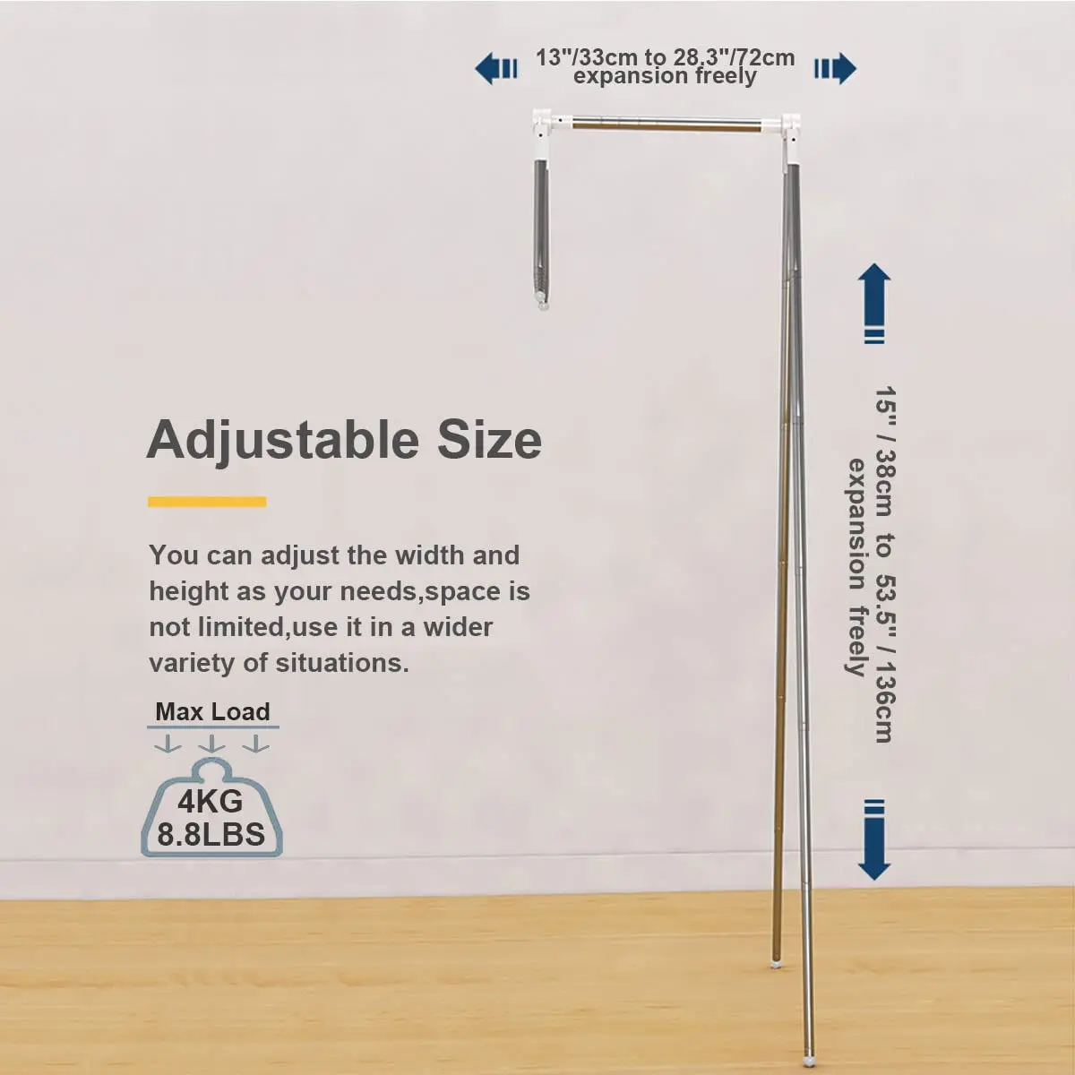 Stendibiancheria Pieghevole Portatile Per Viaggi - Leggero, Regolabile 33.5-73cm, Fino A 4kg - Foto 5