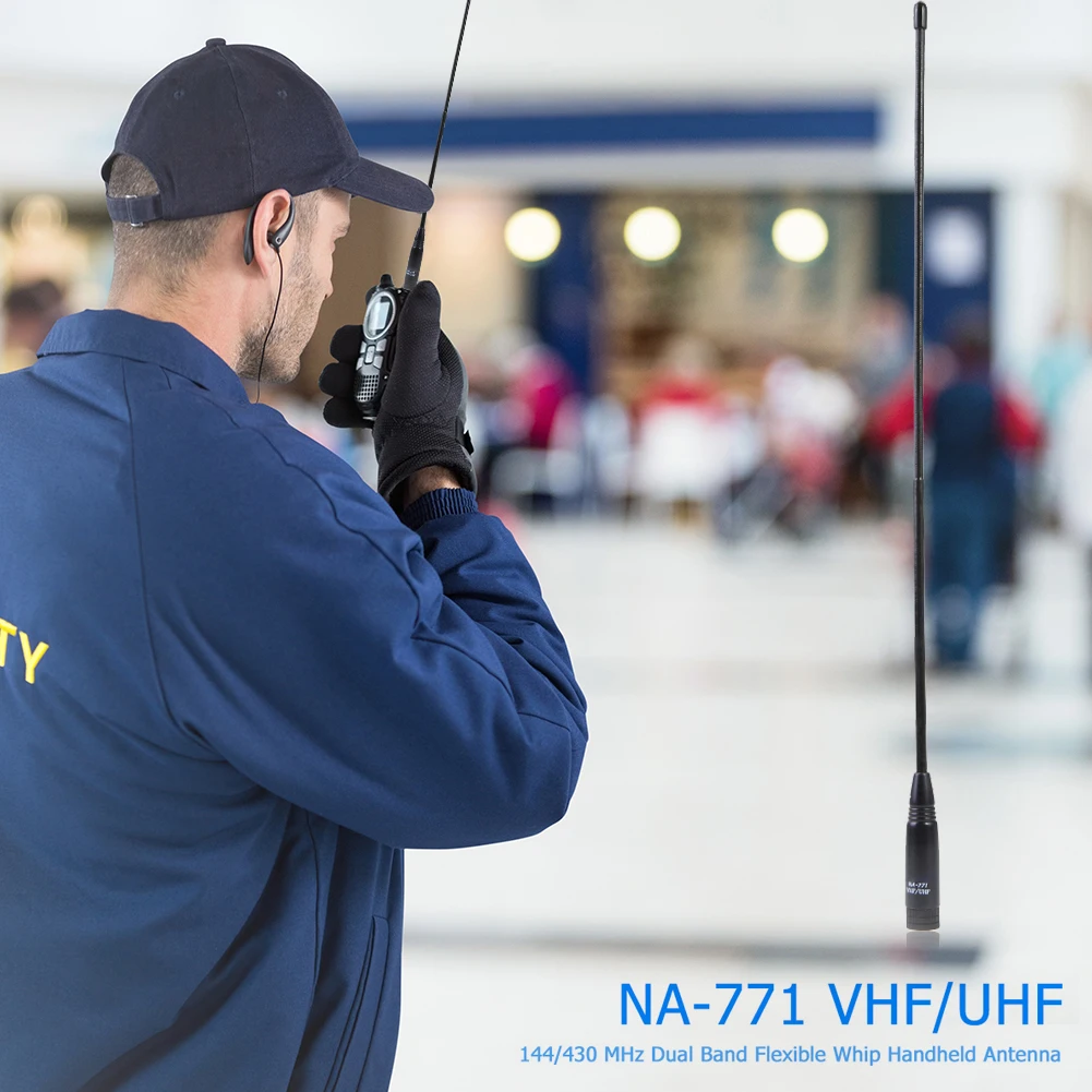 1개 NA-771 듀얼 밴드 SMA-M 남성용 핸드헬드 안테나 블랙 심플 및 2.15dBi 10W Yaesu BAOFENG 워키토키 38cm용