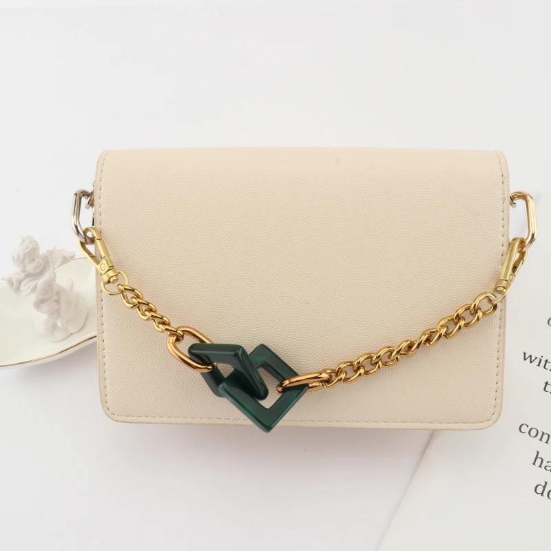 Fashion ladies handbag accessory chain shoulder bag with a chic resin chain with DIY disassembling oblique bag decoration