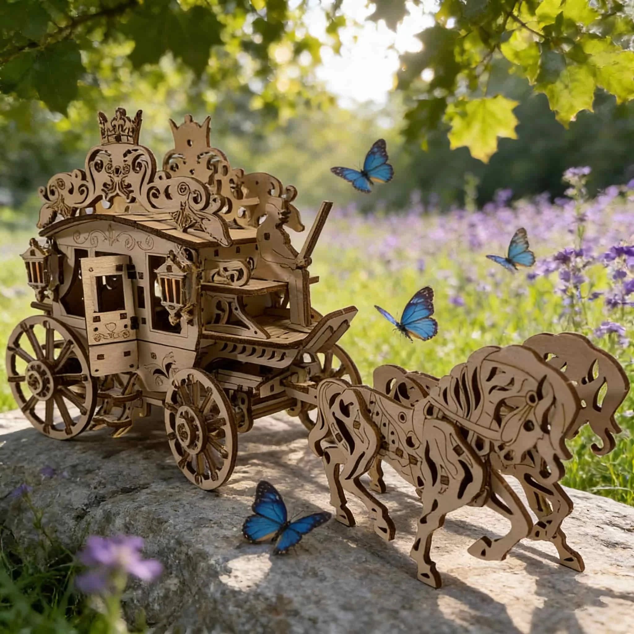 Luxury Carriage DIY Wooden 3D Puzzle Model Kit Creative Holiday & Birthday Gift Toy