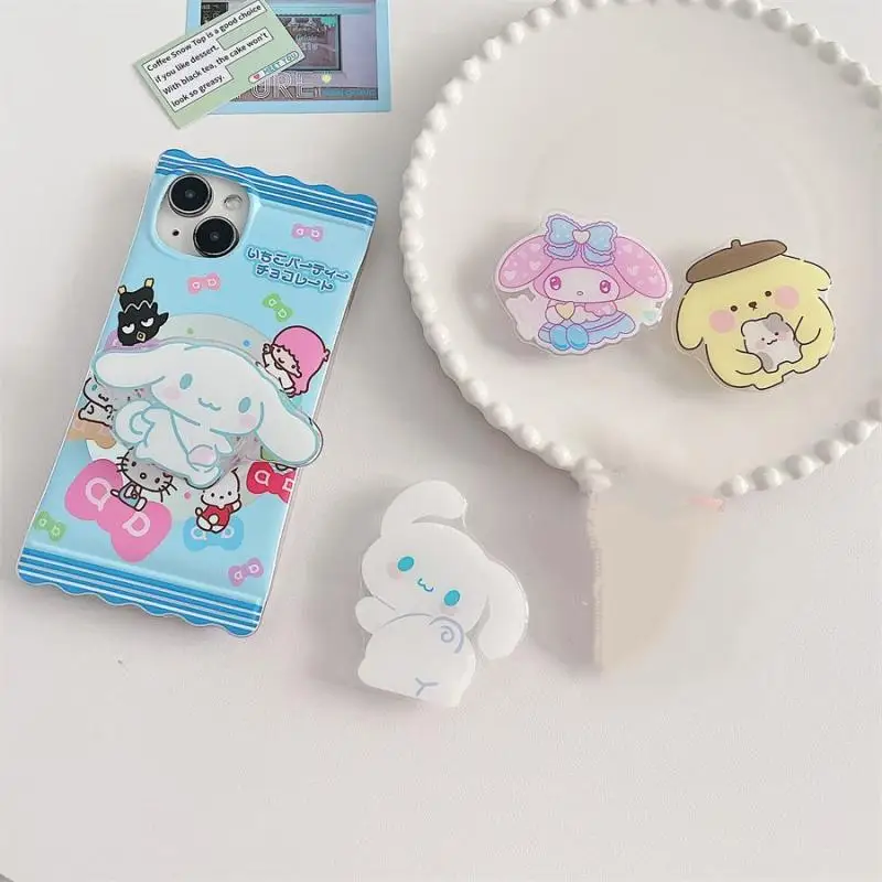 

Miniso New Sanrio Kawaii Hello Kitty Rack Anime Cute Cartoon Mobile Phone Holder with Adhesive Desktop Lazy Holder Convenience