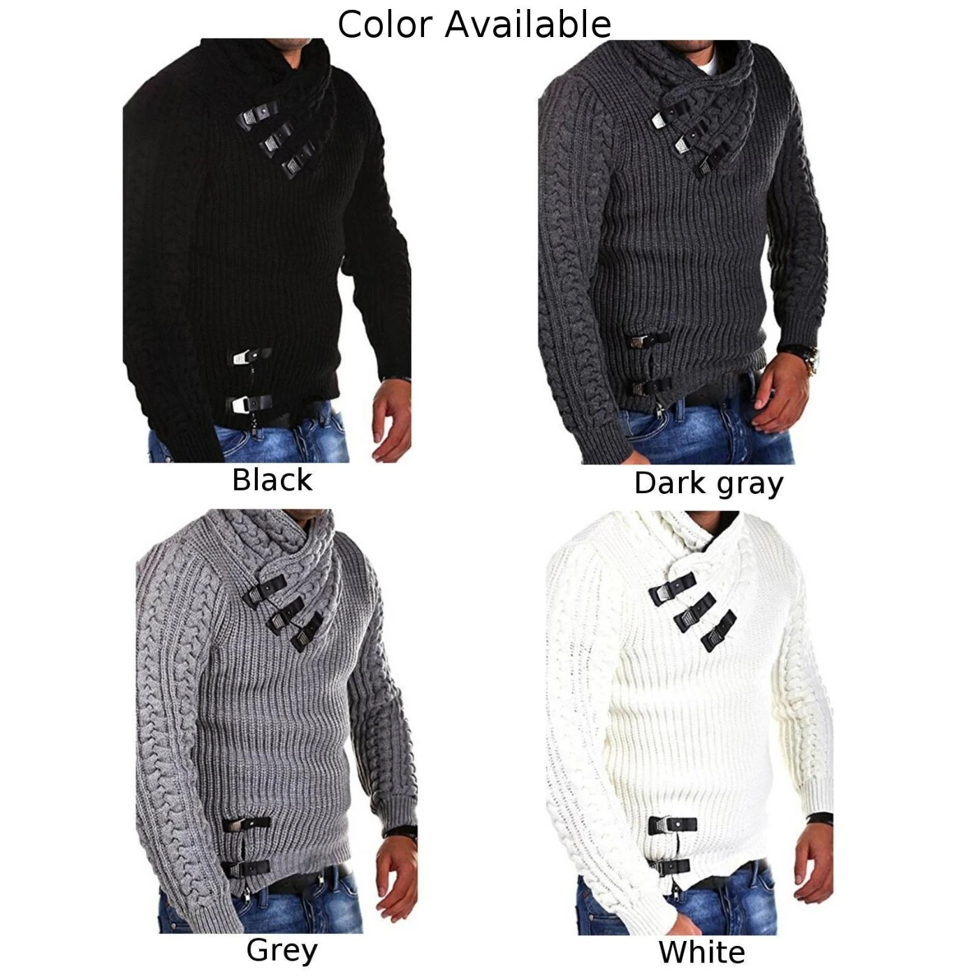 Fashion Men's Winter Long Sleeve Sweater Cable Slim Button Designer Knitted Jacket Turtleneck Pullovers Sweaters Tops For Man
