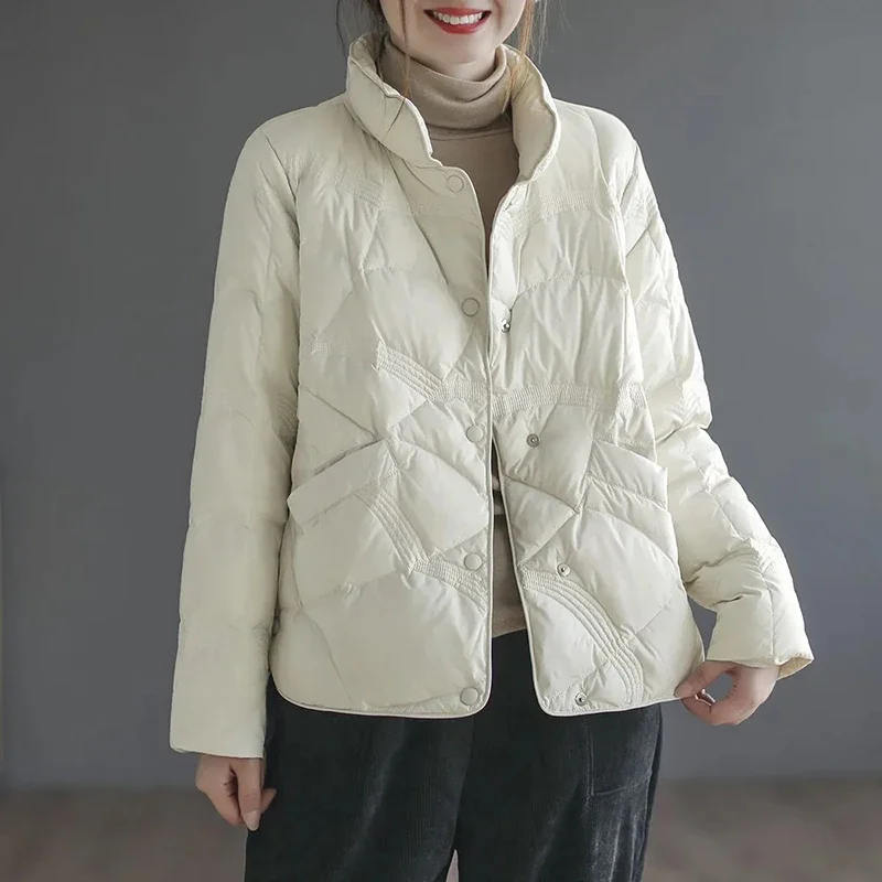 

Loose Short Jacket Women's New Autumn/Winter Lightweight Single Breasted Fashion Casual Female White Duck Down Jackets