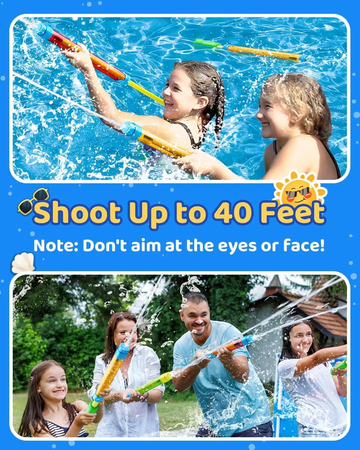 16.5'' Water Gun Super Soaker Blaster Squirt Guns 6/12/18Pcs Summer Swimming Pool Toys Outdoor Backyard Beach