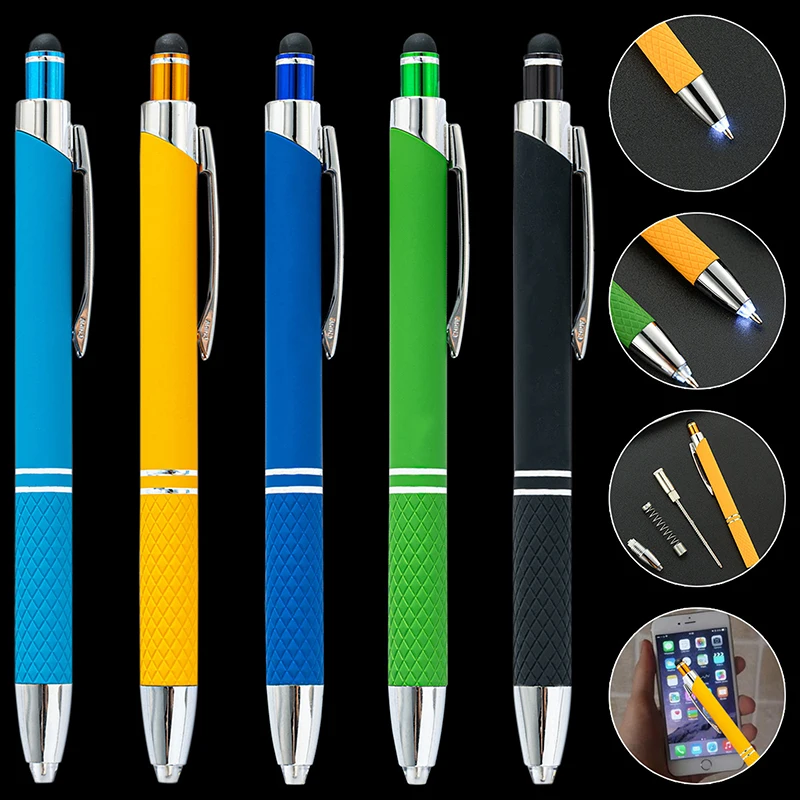 3 In 1 Touch Screen Stylus Ballpoint Pen With LED Light For iPad Iphone School Writing Pens