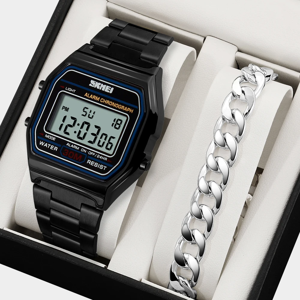 Skmei Orologio Classico Uomo/Dona – Quadrante Trasparente, Lancette Dorate, Leggero (48g), Nero
