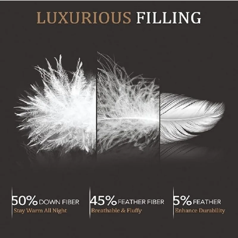 downluxe Luxurious Down Fiber Comforter with Premium Fabric, All Seasons Medium Warmth Duvet Insert King, Hotel Collection Down 2