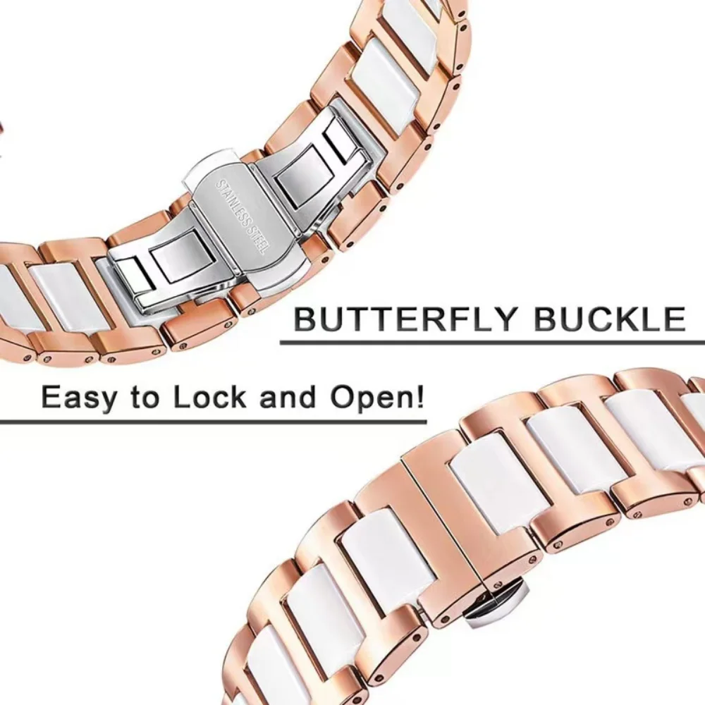 Metal Ceramic Strap for Apple Watch 44mm 40mm 45mm 41mm 42mm 38mm 49mm Watchband Bracelet for iWatch Series Ultra 9 8 7 6 5 3 SE