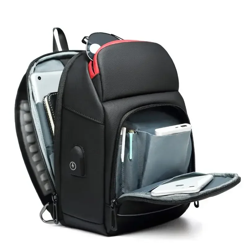 Waterproof Messenger Bag with USB Charging for Men