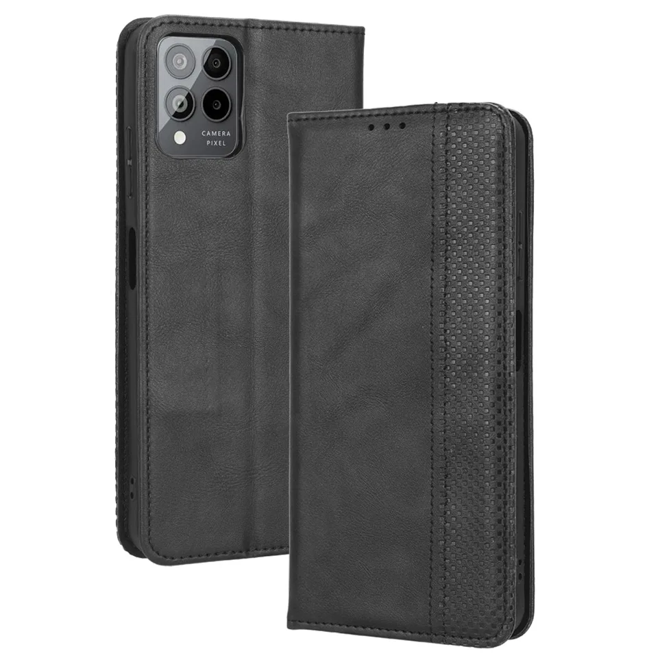 Asuwish Custodia A Portafoglio Per T-Mobile T Phone Pro 5G / Revvl 6 Pro – Pelle Con Porta Carte E Supporto – Nero + Pellicola Vetro