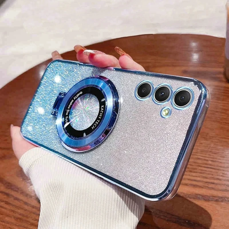 Glitter Plating Silicone Case with Holder and Stand