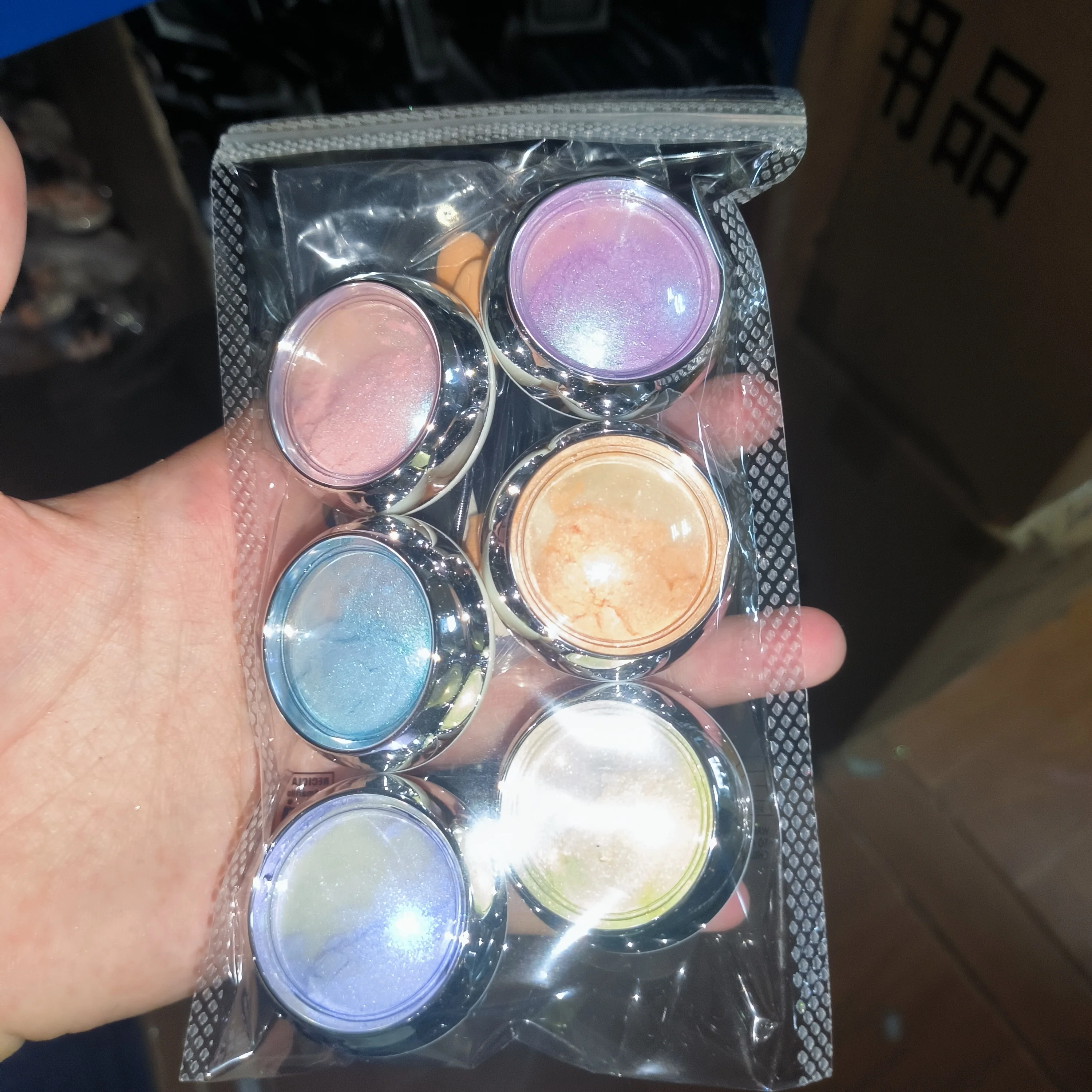 6Jars/Set Aurora Mermaid Nail Art Powder(with Brushes) Holographic Pearlescent Chrome Pigment Dust Chameleon DIY Nail Supplies