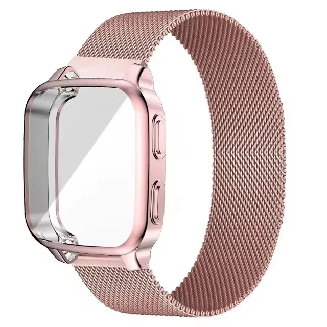 Elegant Magnetic Milanese Loop Strap with Protective Case for Garmin Venu SQ Series Smartwatches