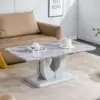 Modern Coffee Table Faux Marble Desktop Rectangular Center Table Tea Table Accent Furniture for Living Room Simple Assembly 47.2 1