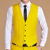 Men Vest White V Neck Solid Single Button Slim Business Formal Waistcoat Tweed Sleeveless Men Suit Vest 3
