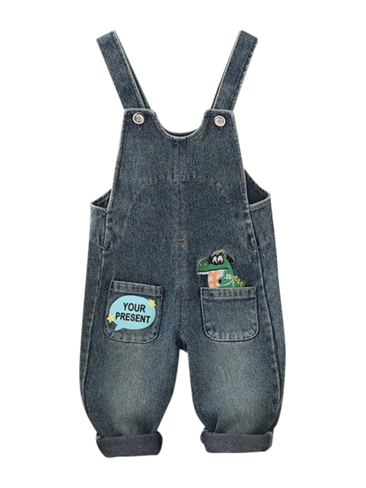 Baby Boys Straps Jeans Spring Autumn New Cartoon Pattern Loose Soft Denim Trousers Korean Casual Children Jumpsuit