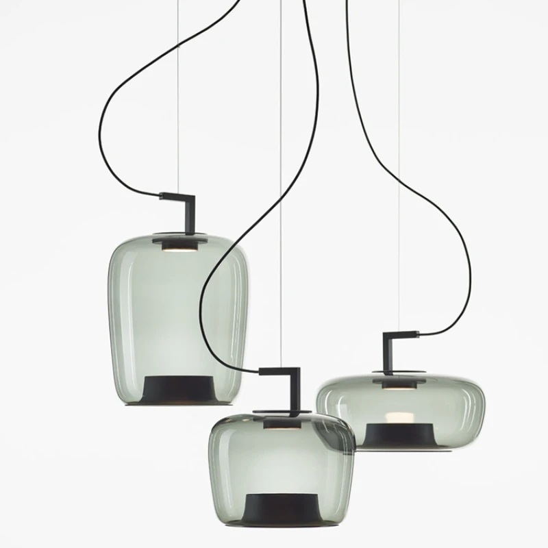 

Art Glass Chandelier Restaurant Blue Italian Minimalist Bedside Small Droplight