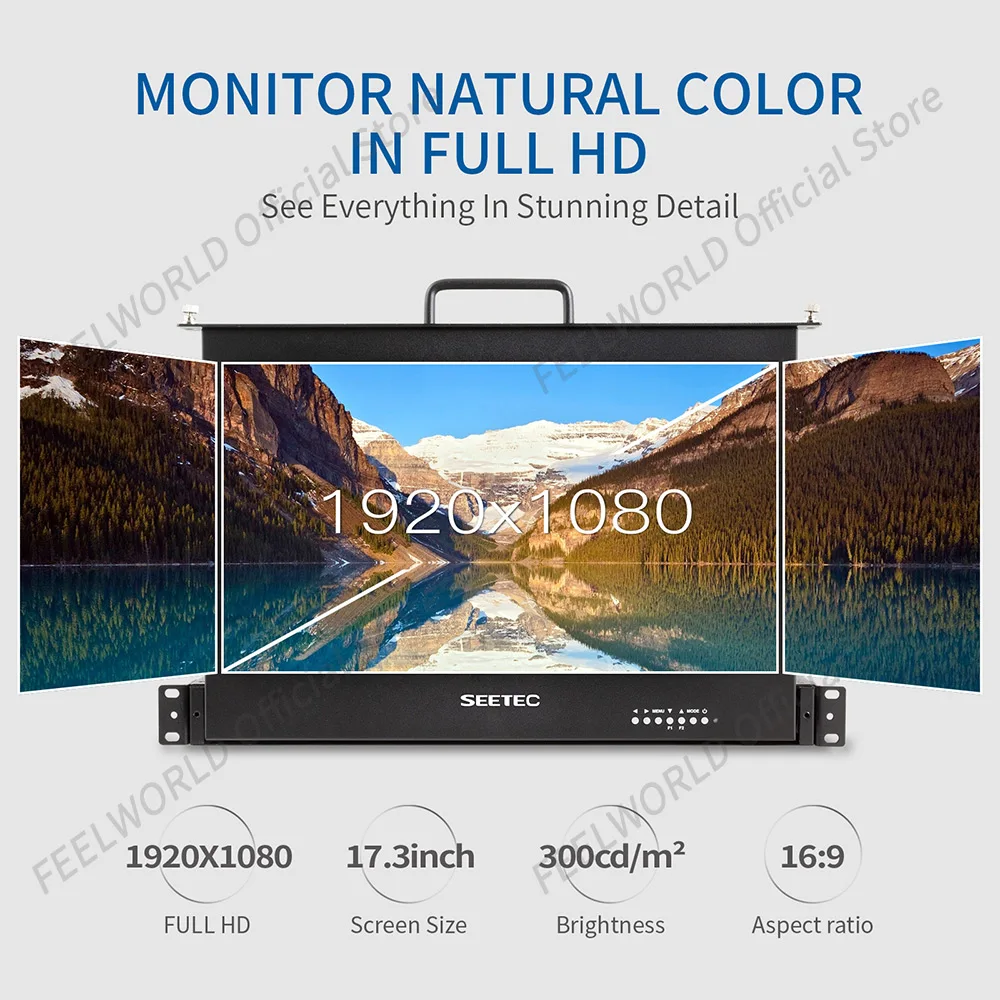 SEETEC 17.3 Inch 1RU Pull Out Rack Mount Broadcast Director Monitor Full HD 1920x1080 SC173-HD-56 for Peaking Focus Assi