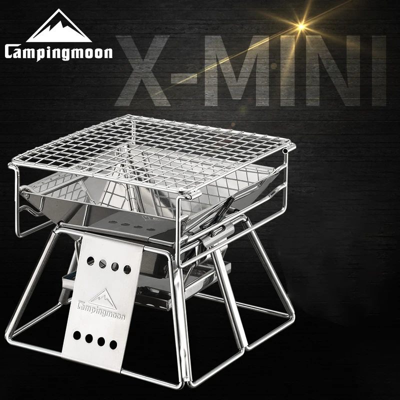 Outdoor Camping Picnic Ultra-small Stainless Steel BBQ Grill Portable Home Charcoal BBQ Stove For CAMPINGMOON