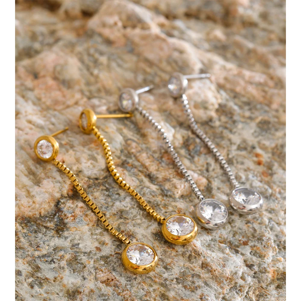 Yhpup Stainless Steel Long Chain Dangle Earrings