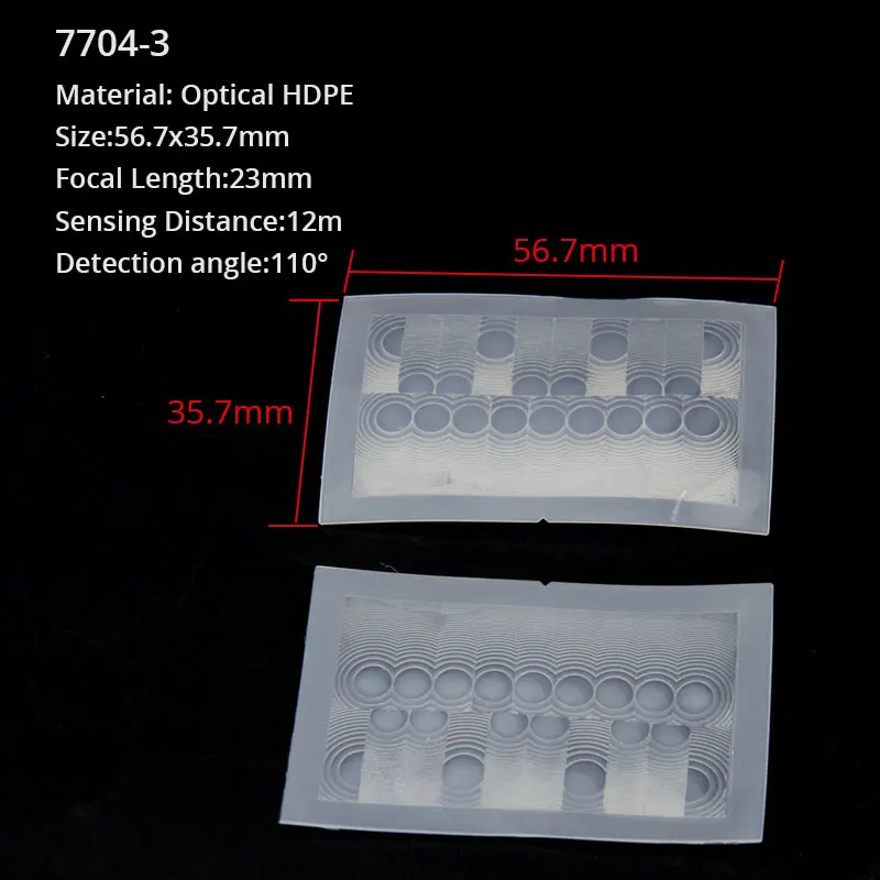 5개 PIR 렌즈 적외선 유도 HDPE 프레넬 렌즈 초점 거리 원거리 감지 거리 7707-3A 7707-5A