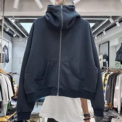 Two-way zipper fleece hoodie