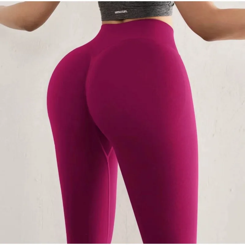 Women's Fashion Elegant Simplicity Temperament All-match High Waist Solid Color Sports Yoga Pants Bodycon Running Seamless 4