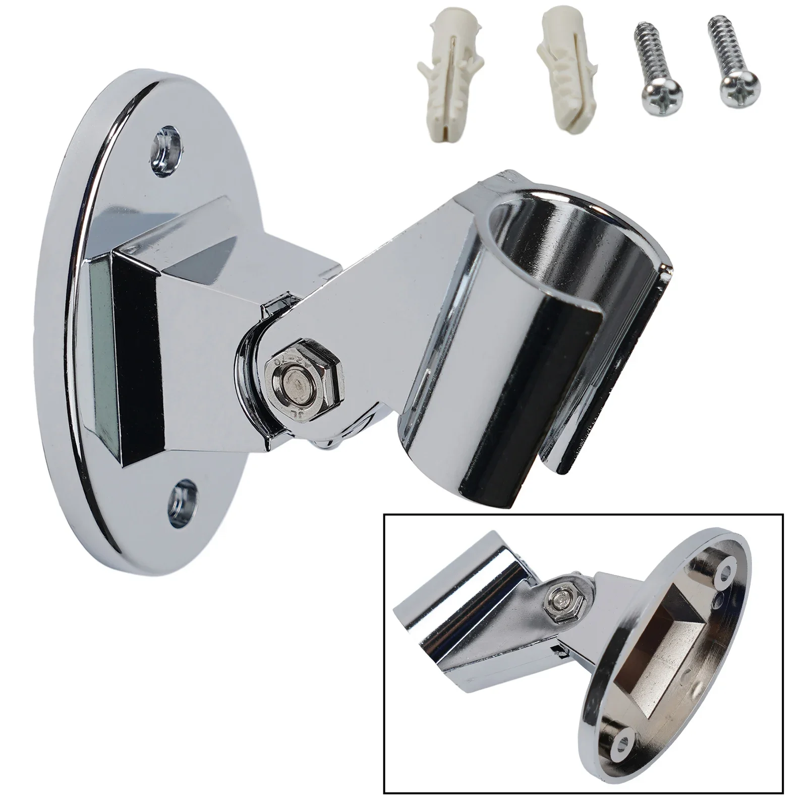 

Bathroom Fixture Adjustable Angles Shower Mounting Bracket Silver Fixed Base Universal Microphone ABS With Fixtures Wall Mount