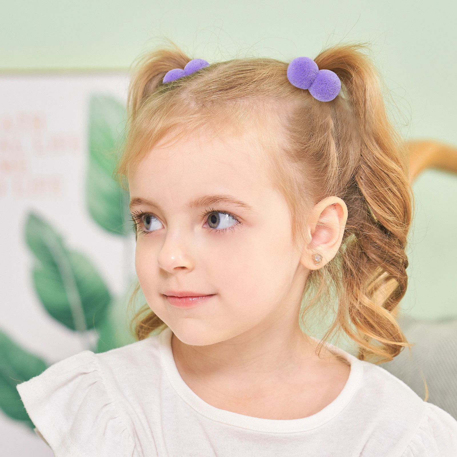 20/40 Stück Doppel-Plüschball Elastische Haarbänder für Kinder Mädchen Bunte Haargummis Pferdeschwanz-Gummibänder Haaraccessoires – Detail 8
