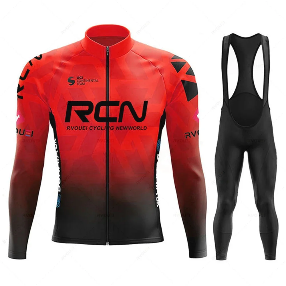 New 2025 Rcn Autumn Cycling Jersey Bib Pants Set Ropa Ciclismo Bicycle MTB Clothing Road Bike Suit Men Long Sleeve Bicicleta Set 5