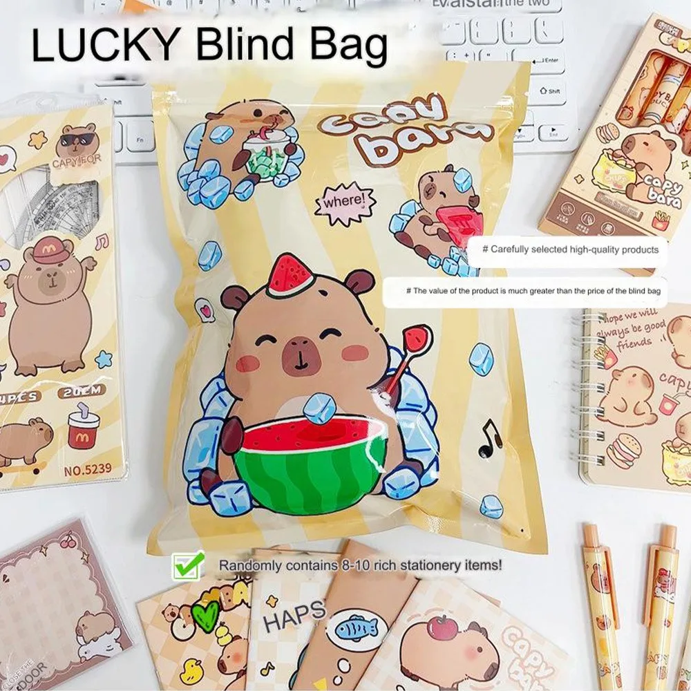 Creative Capybara Stationery Set Cartoon Pencil Stationery Blind Bag Eraser Birthday Gift stationery gift box wooden pencil set pencil school supplies writing pencils set paper cuttings stationery stationery set pen pencil case pencil case stationery ruler bookmark postcard