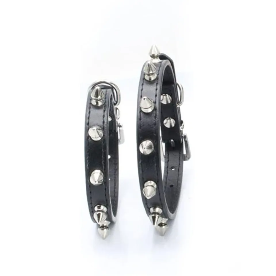Collar De Cuero Ajustable Para Perro, Correa Para El Cuello, Suministros De Cuero PU, Remache Punk, Collar Para Perro Con Pinchos, Collar Para Mascotas Para Perros Pequeños Y Gatos - AliExprs