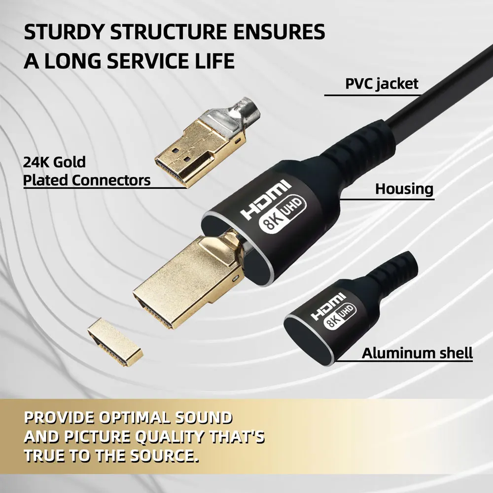8K HDMI 2.1 Cable 48Gpbs HDMI Splitter 8K/60HZ 4K/120HZ For Xiaomi Laptop TV Box Projector Monitor PS5 Sync Box eARC Dolby hdmi cable hdmi splitter converter