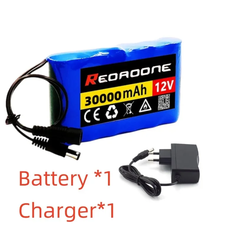 

NEW Portable Super 12V 30000mah Battery Rechargeable Lithium Ion Battery Pack Capacity DC 12.6v 50Ah CCTV Cam Monitor + Charger