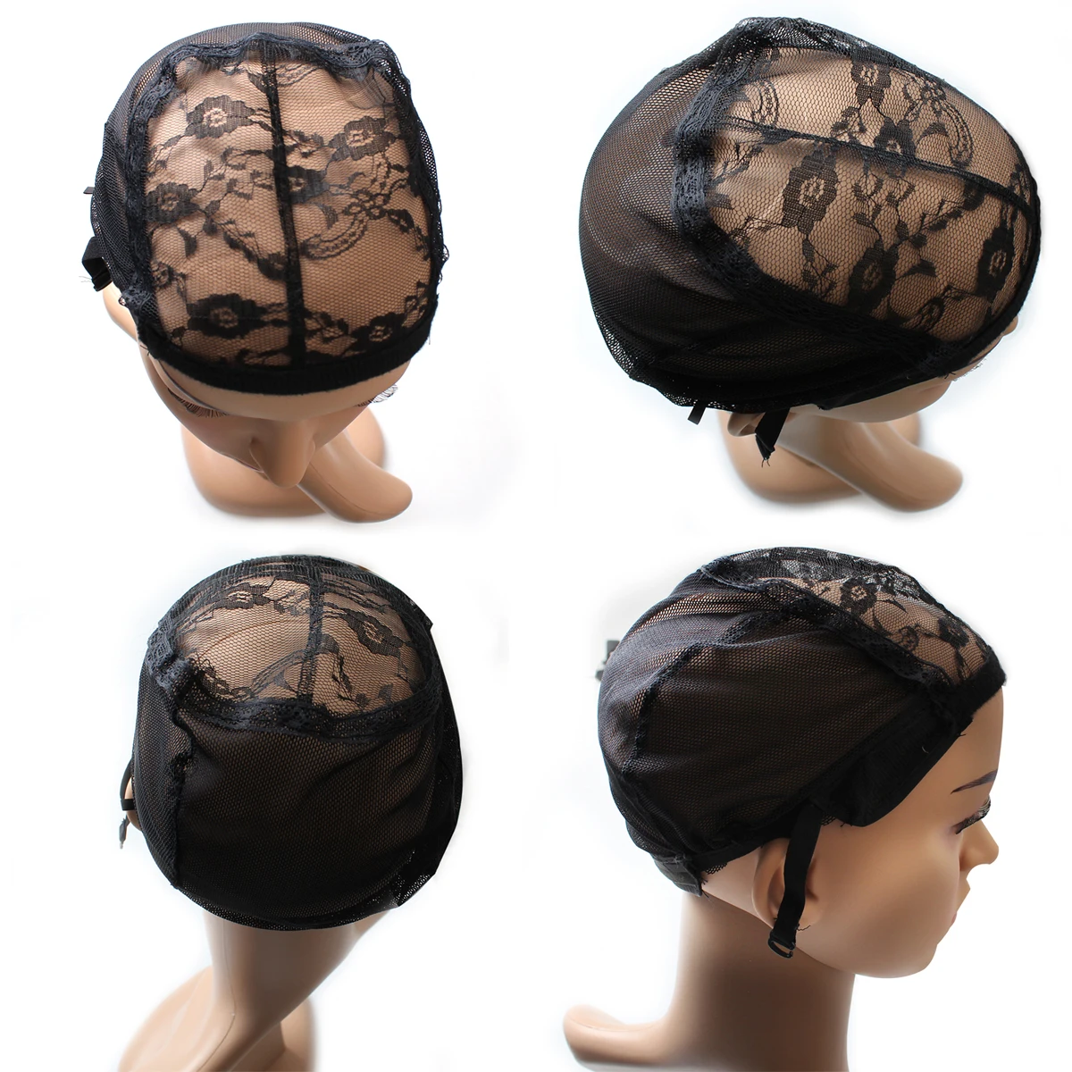 1Pieces Nylon Black Color Hair Net Wig Cap Lace Wig Caps For Wigs Hair Mesh Net Adjustable Straps for Women Men