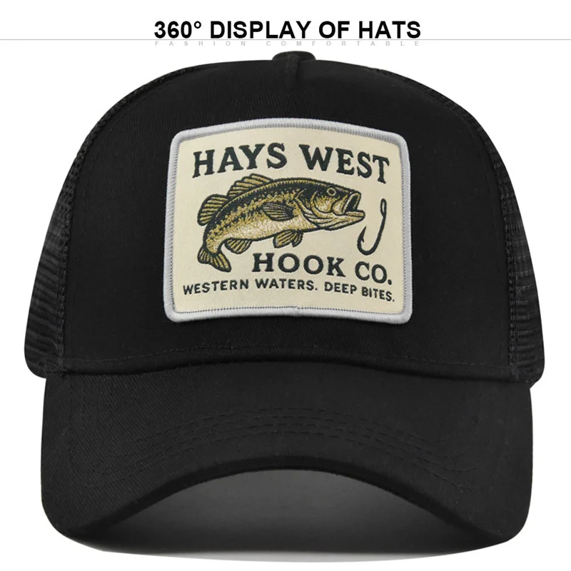 High Quality Fishing Embroidery Baseball Cap for Men Women Outdoor Fishing Snapback Mesh Hat Breathable Sunshade Dad Trucker Hat