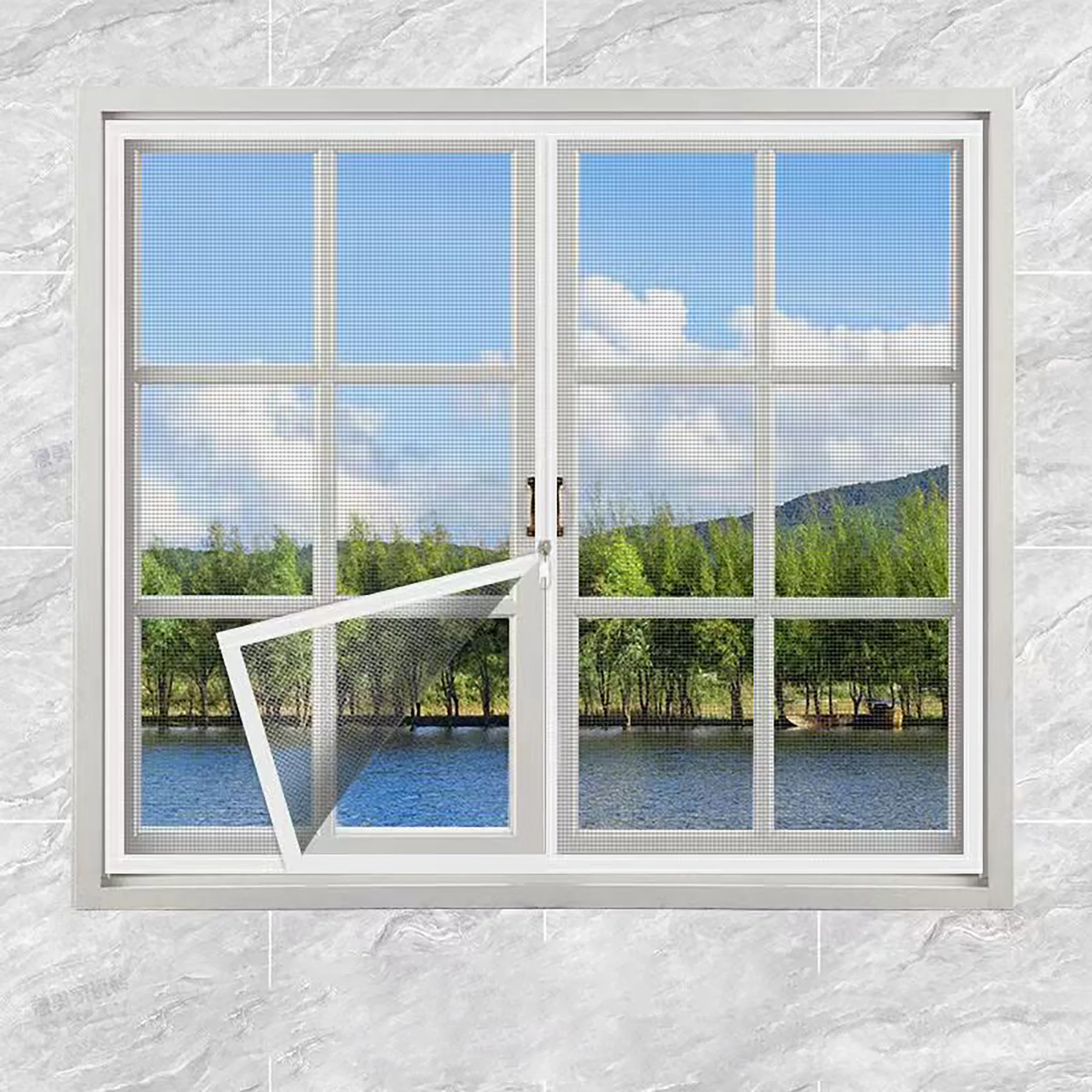 White zipper screen window, invisible mosquito net, self-adhesive without punching, customizable size,