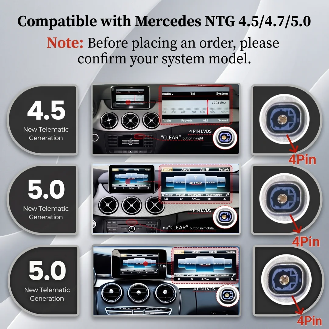 Pantalla táctil multimedia inalámbrica Bonroad 2400*900 con CarPlay y Android Auto para Mercedes Benz Clase A B W176 W246 CLA C117 GLA X156 6