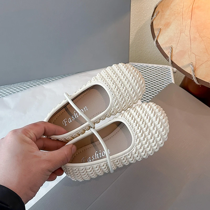 Children's Single Shoes 2-18 Years Old Beige Pleated Flat Boys and Girls Shoes Silver Hundred Non-slip Children's Leather