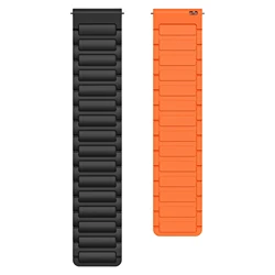 Magnetic Silicone Sport Band - Soft Loop Wrist Strap, 22MM for 22mm (Black Orange)