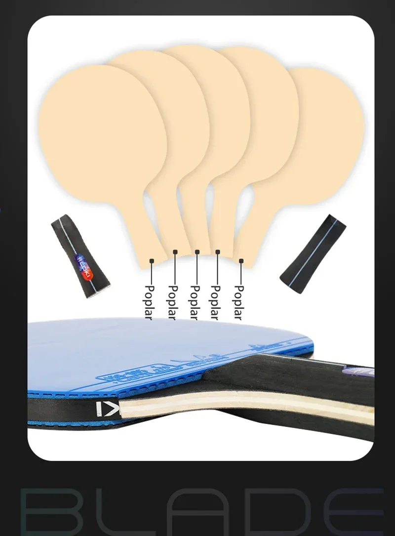 Description Picture 3 of itemLOKI K5000 Table Tennis Racket Set 1pc/2pcs Home Entertainment Ping Pong Rackets with Blue Color Ping Pong Rubber Table Tennis